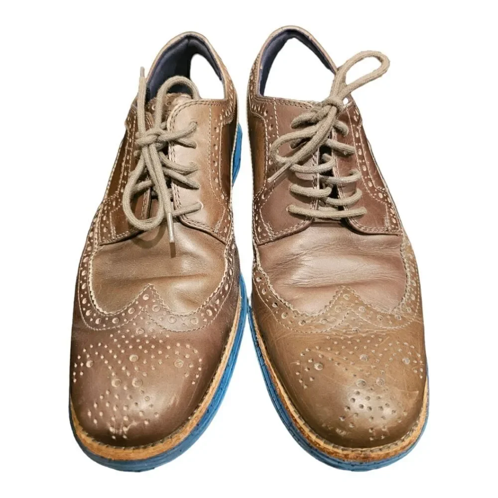 COLE HAAN Lunargrand Taupe Leather‎ Wingtip Oxfords - Size 9 1/2